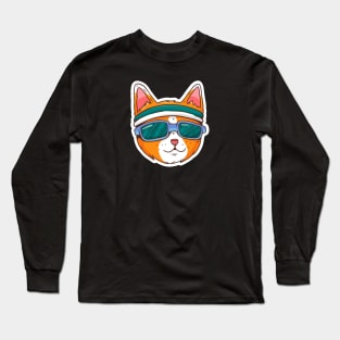 Cool Cat with Sunglasses & Headband Long Sleeve T-Shirt